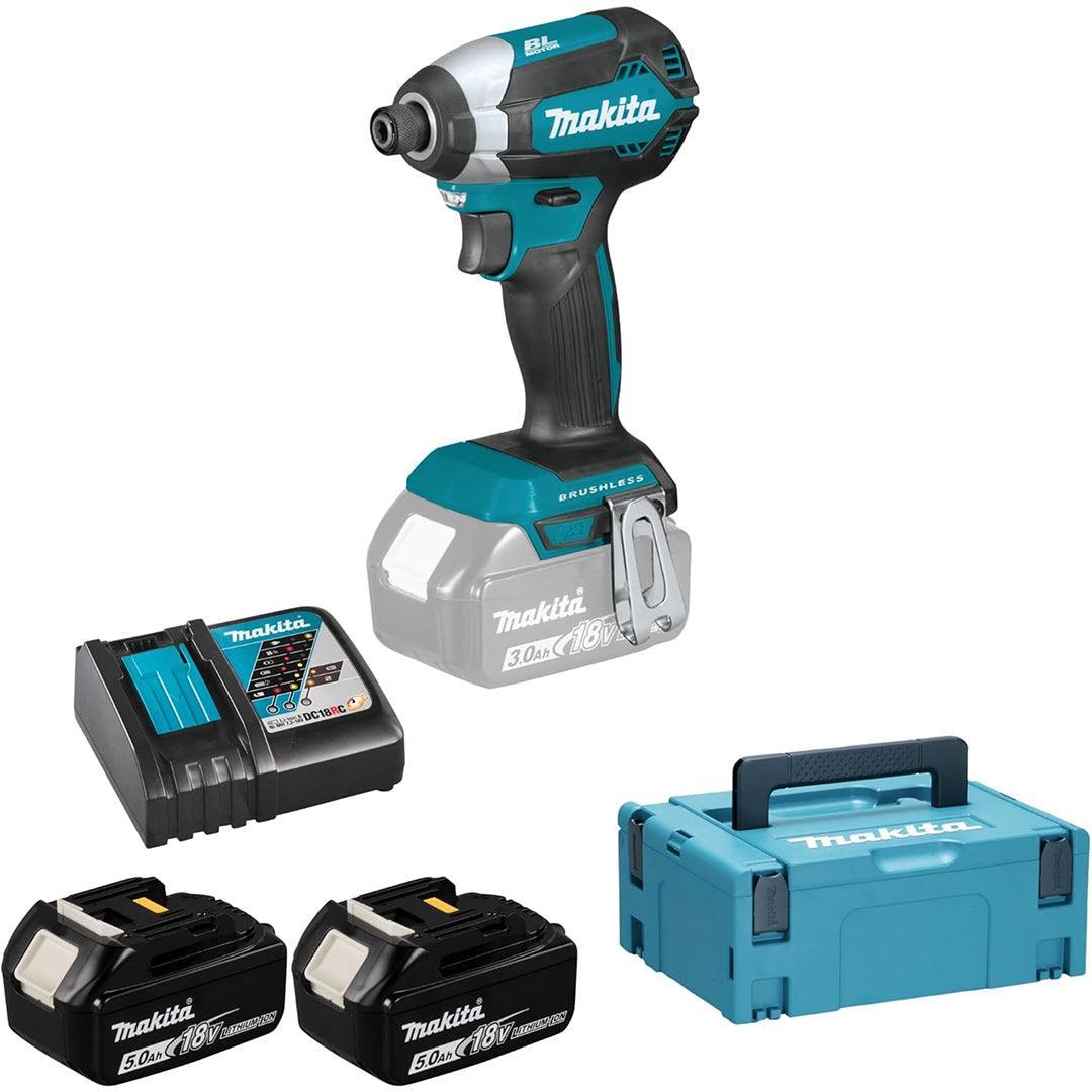 Makita DTD153RTJ 18V LXT Brushless Impact Driver Kit with 2x 5.0Ah Batteries, Fast Charger & MAKPAC Case