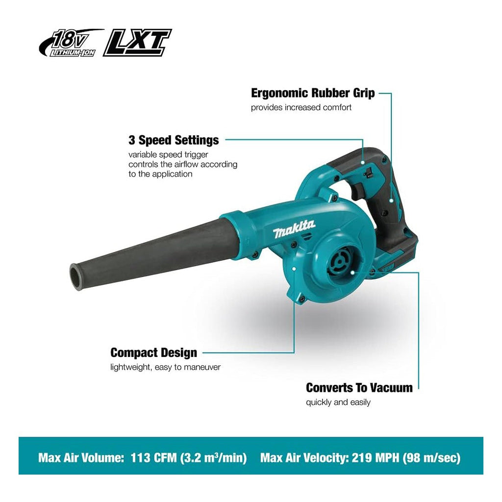 Makita DUB185 18V LXT Cordless Blower & Vacuum Kit (Includes 2 x 5.0Ah Batteries & Charger)