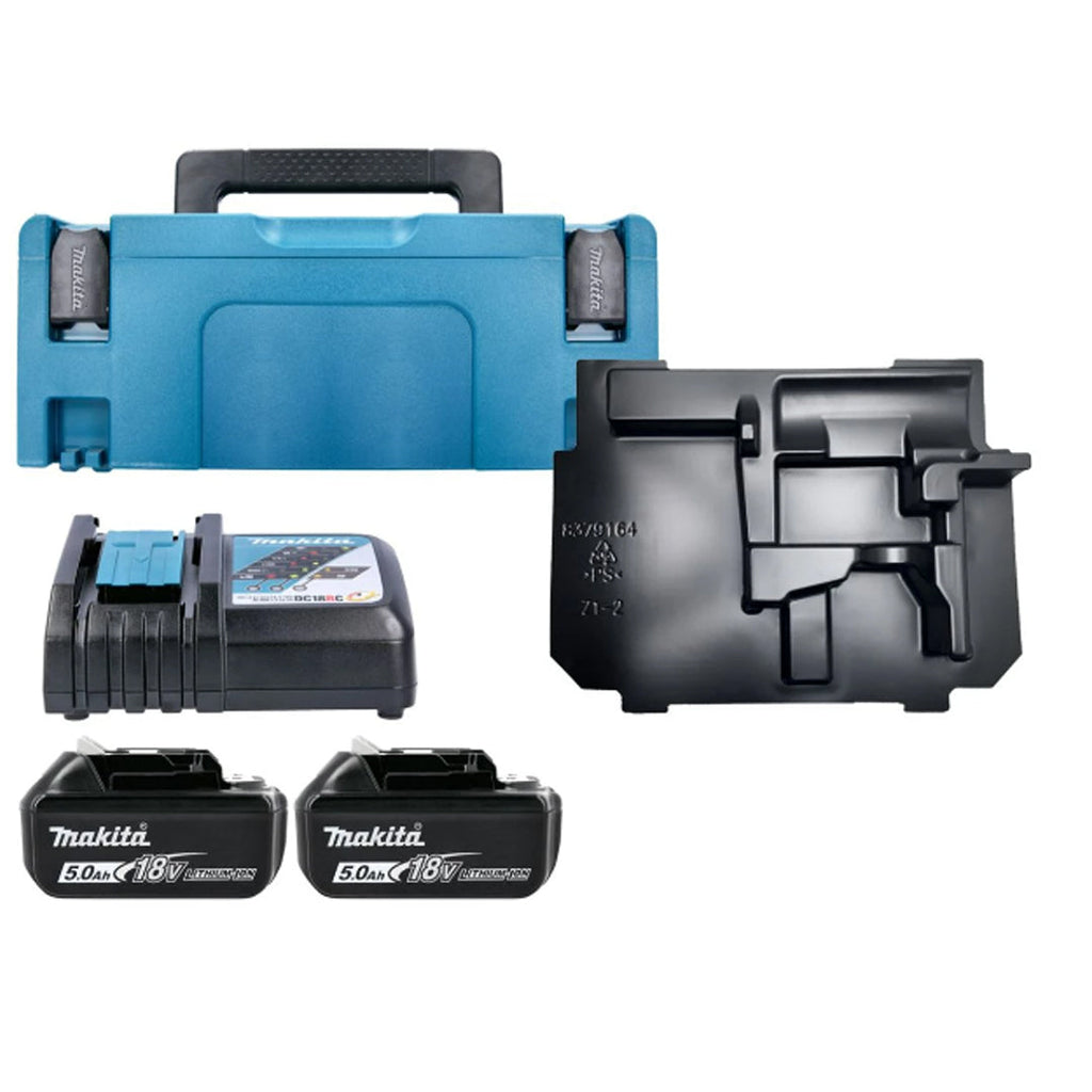 Makita 18V LXT Battery & Charger Kit – 2 x 5.0Ah Batteries, DC18RC Rapid Charger, and Makpac Case
