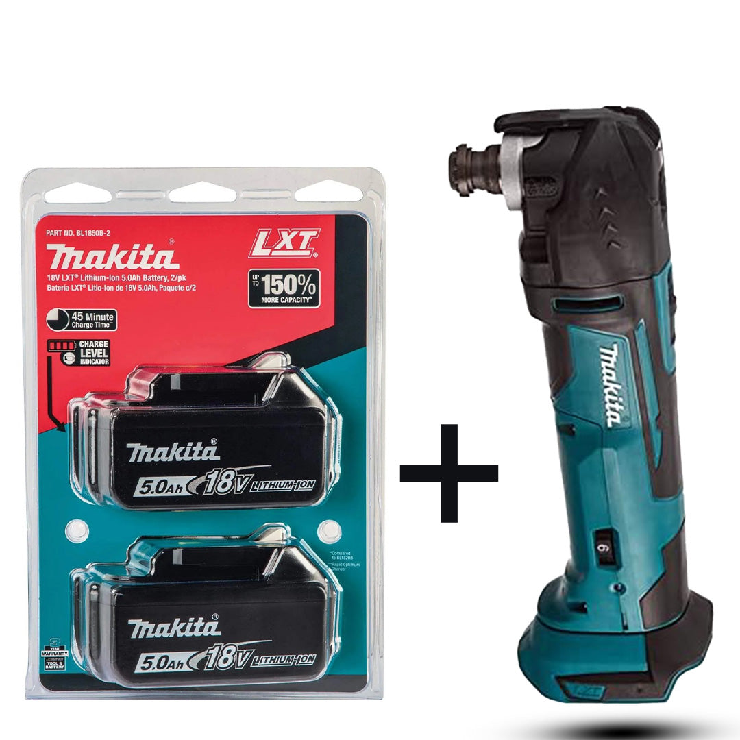 Makita DTM51Z 18V LXT Multi-Tool with Tool-Free Blade Change – Includes 2 x 5.0Ah Batteries